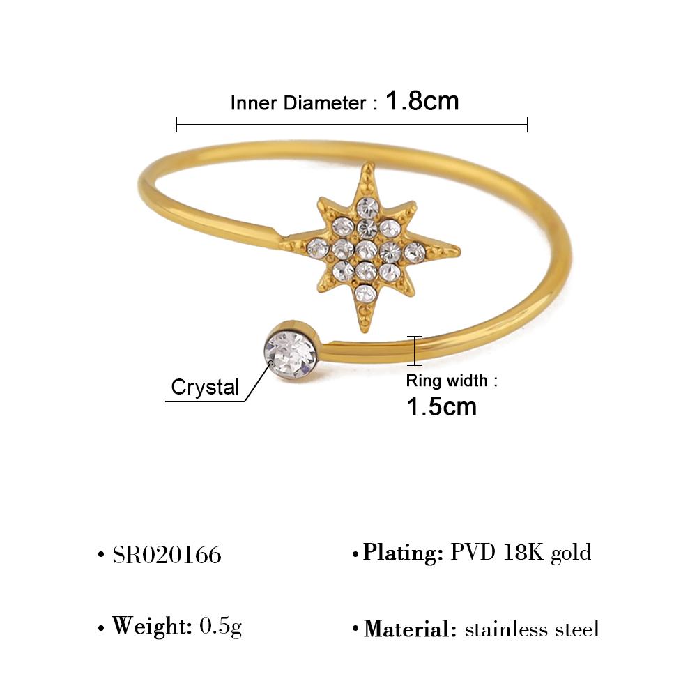WILD & FREE Exquisite Crystal Star Charm Necklace Bracelet Ring Jewelry Set 18K Gold Plated Stainless Steel Jewelry for Women
