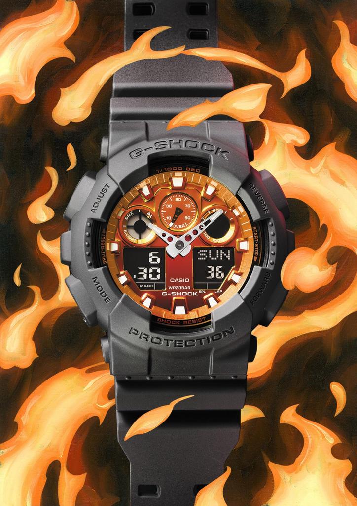 Casio G-Shock Flame Inside Series GA-100FL-8AJF Pánské hodinky, Šedé (Oficiální japonský produkt)