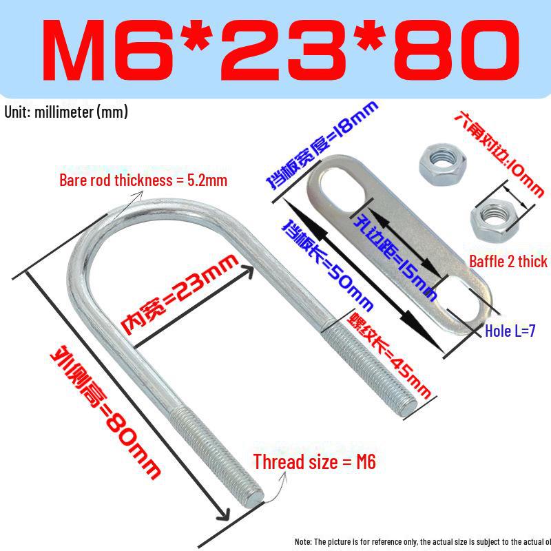 M6 U-Bolt & U-Screw Kit: U-Shaped Riding Clamp & Water Pipe Fixing System