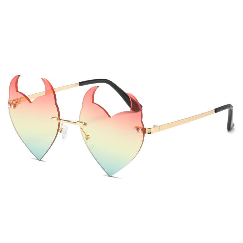 2024 New Devil Sunglasses for Women Men Metal Rimless Sun Glasses Trendy Funny Ladies Shades Party Halloween Cosplay Glasses