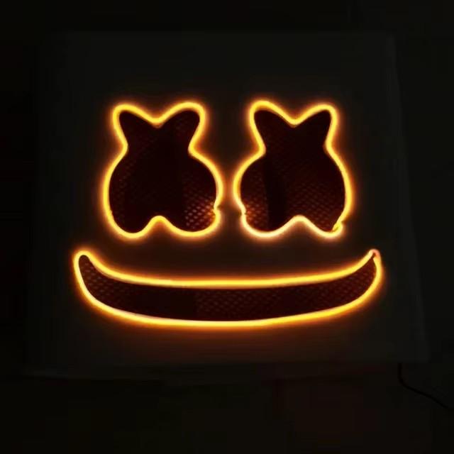 Fashion Luminous LED Mask DJ Costumes Accessories Glow Supplies Neon Light Marshmallow Mask For Music Festival Nightclub Dance