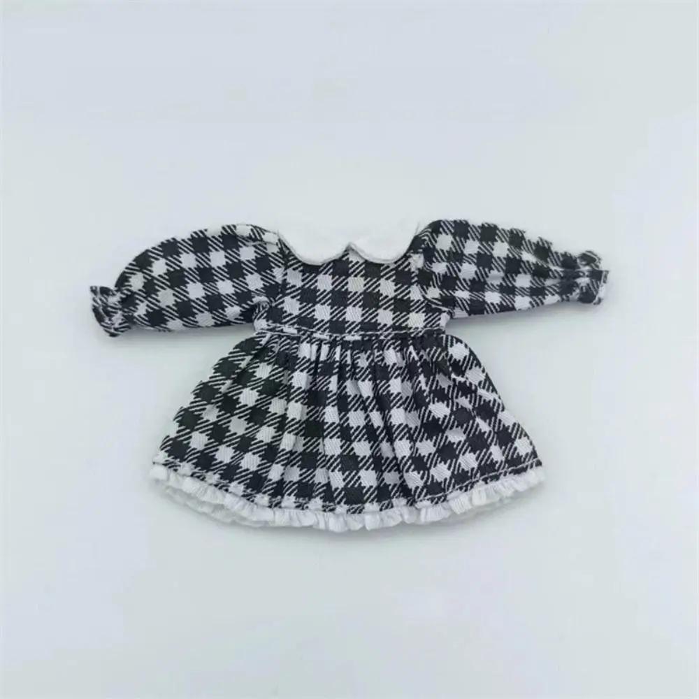 Handmade Printed Dresses For 1/11 OB11 Dolls Short Sleeve Outfits Dresses Fashion Doll Clothes Skirt For 1/12 BJD Dolls Tops
