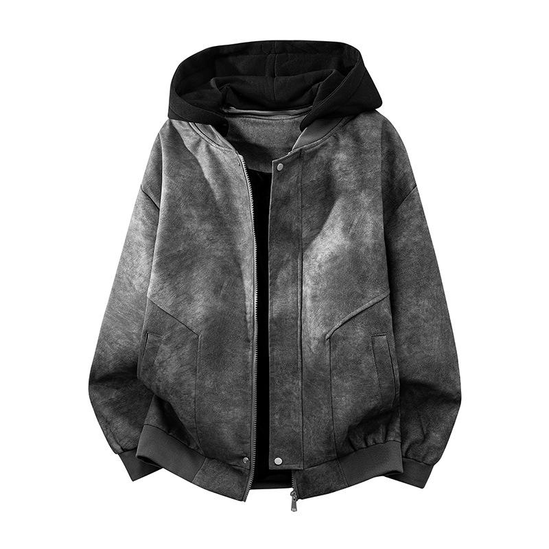 

Unisex Retro PU Leather Motorcycle Jacket with Fake Two-Piece Design M