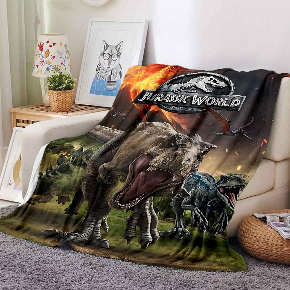 Jurassic World Dinosaur Action Flannel Blanket Super Soft Warm Cozy Blanket for Sofa Bed Office Travel All‑Season Home Decor Gift
