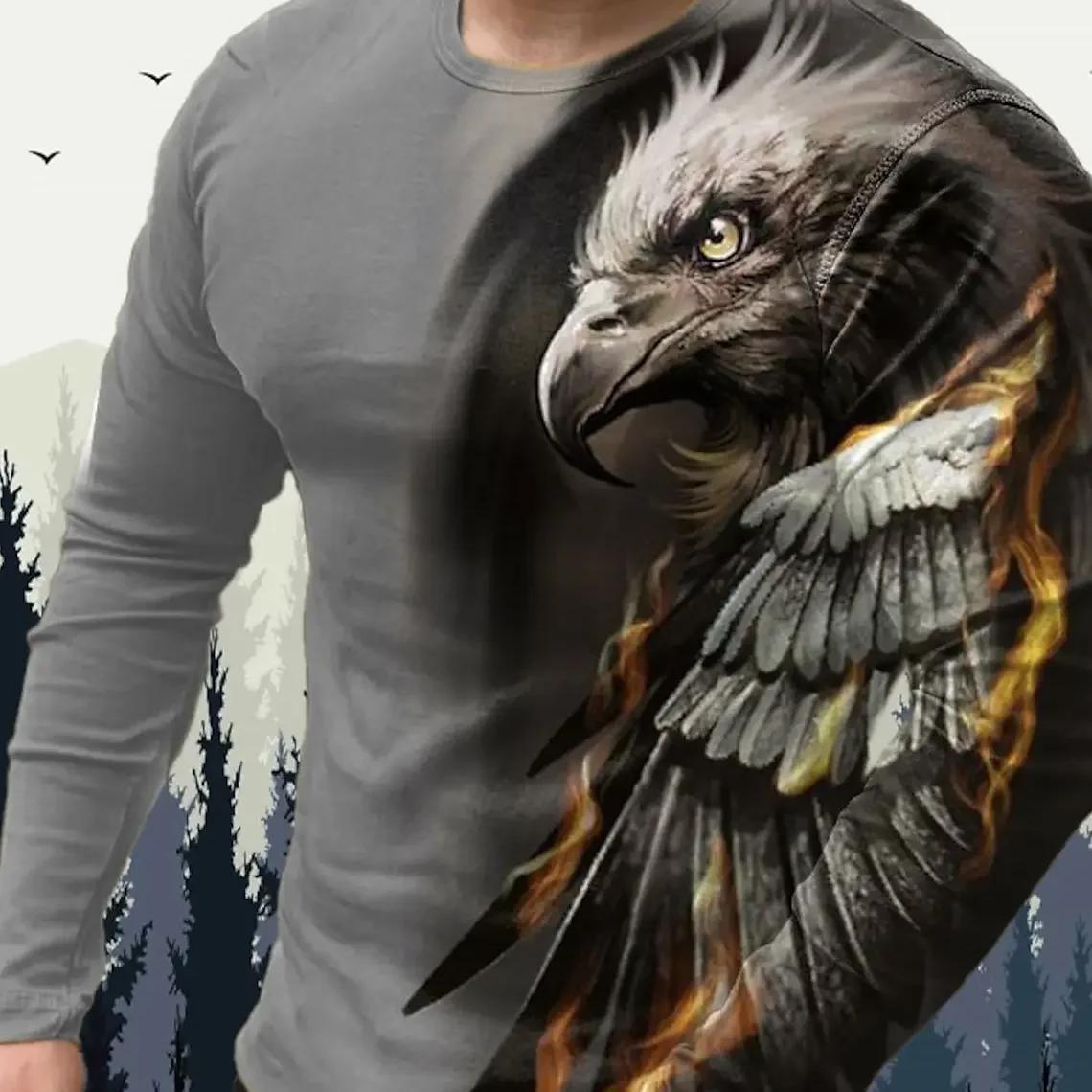 

Мужские футболки, винтажные топы с длинными рукавами с животными и волком, осенний свитшот с графическим рисунком, повседневная модная одежда в стиле хип-хоп, футболки с круглым вырезом 6XL