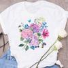 Women's Tops Fashion Flower Floral Print Lady T-shirt Casual Short Sleeve Aesthetic Clothes Shirt T-shirts Female Tops Tees