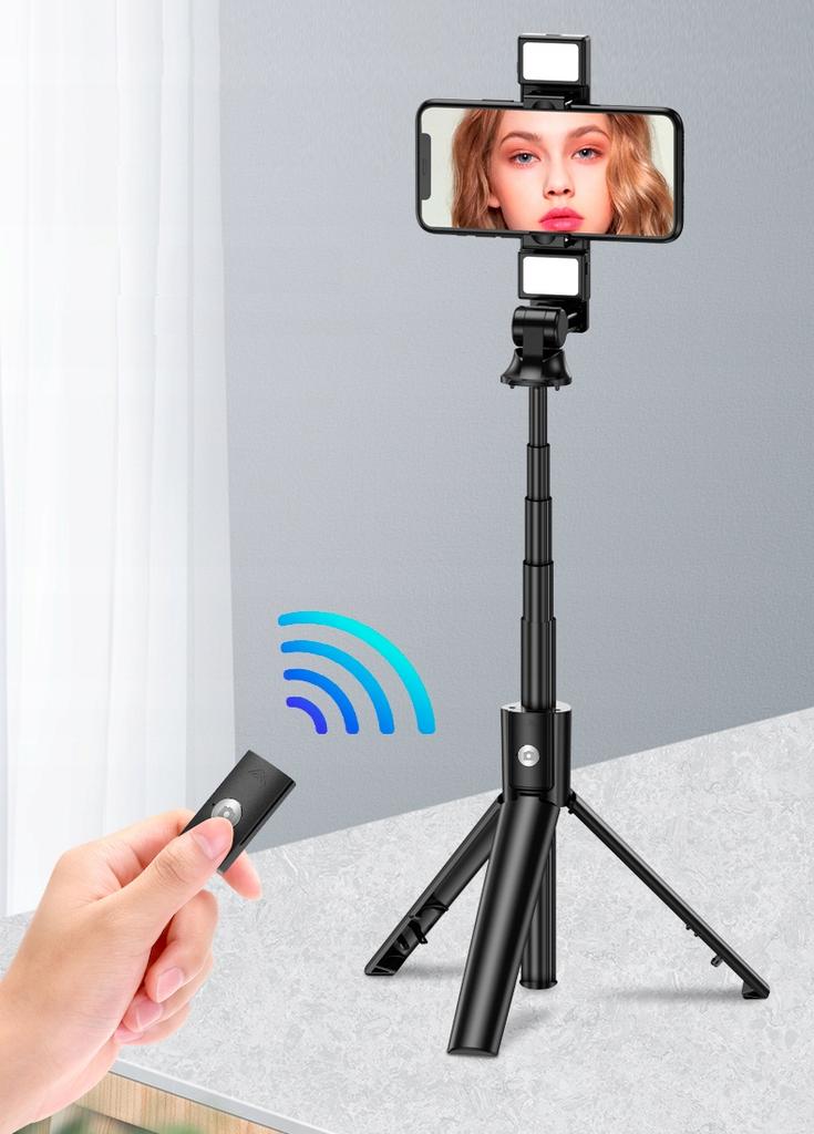 Selfie Stick Tripod Remote Control Bluetooth LED