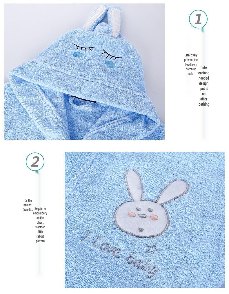 Albornoz de Rizo de Algodón Puro con Capucha de Dibujos Animados para Niños: Perfecto para Baño, Natación o Aguas Termales de Otoño e Invierno