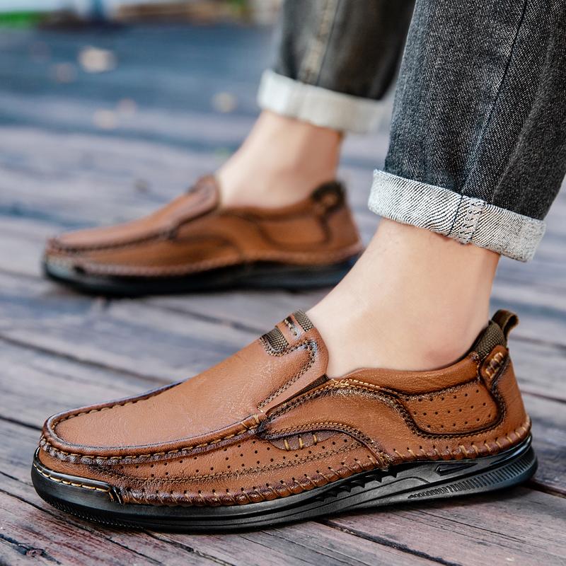 Pantofi Casual din Piele Mărime Mare pentru Bărbați Pantofi din Piele cu Talpă Moale pentru Conducere Leneșă Acoperire Picior Piele Naturală Mocasini pentru Tată