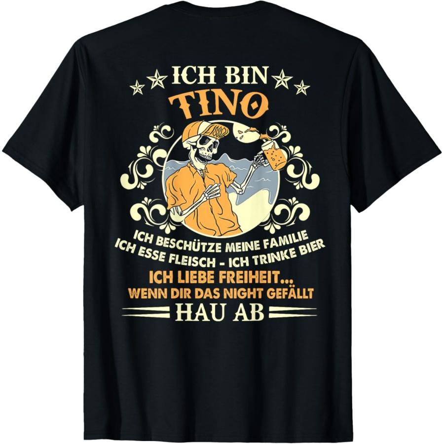 Ich bin tino ich beschütze meine familie ich esse fleisch T-Shirt XXXXXL чёрный