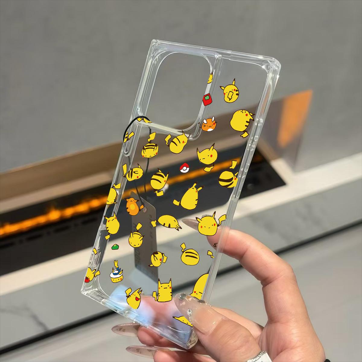 

Прозрачный квадратный чехол-накладка для iPhone 16 ProMax 13 11 14 Pro Max 15 Plus 12 Защита от кислорода, Чехол с рисунком Пикачу во весь экран iphone 11 ProMax