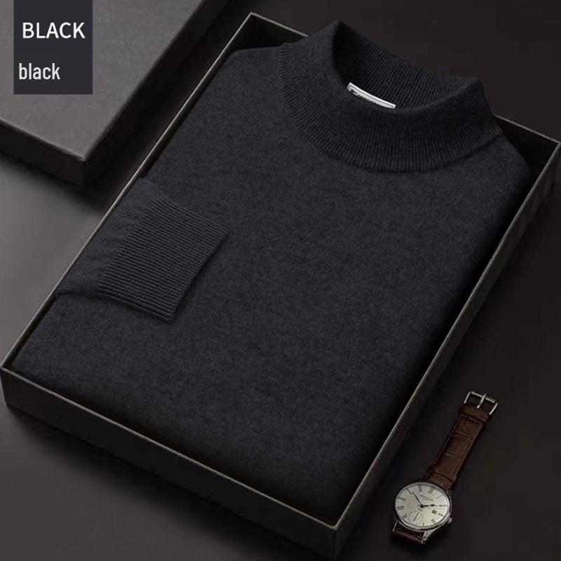 

Мужской трендовый трикотажный пуловер премиум-класса: Свитер большого размера с полувысоким воротником из 100% чистой шерсти для осени и зимы. XXXL