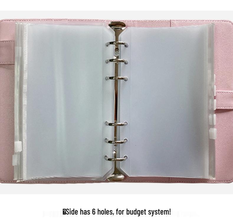 A6 Pink Budget Envelope Set: 16 Plastic Pockets with PU Leather Cover and Magnetic Buckle Binder