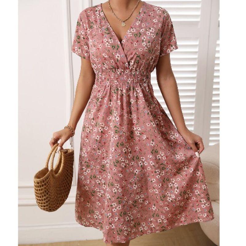 

Dress Fashionable Printed Short-Sleeved Pullover Dress Picture Toner XL