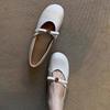Sheepskin~ French Flat-soled Single Shoes Women's Camellia Bow with Gentle Evening Breeze Round Head Mary Jane Shoes