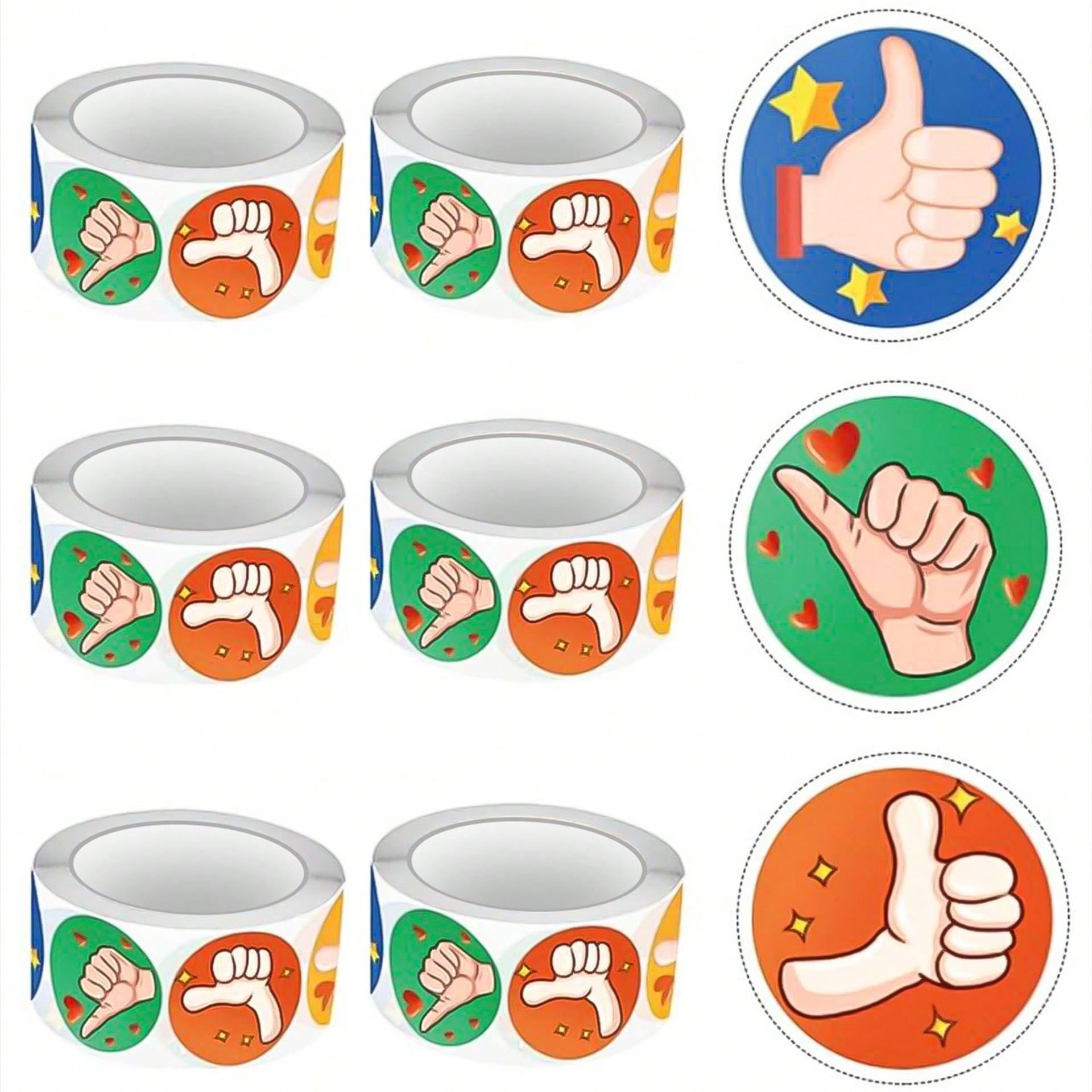 Reward cartoon thumbs-up for praising children s teachers and students. Encouragement labels for classroom decoration. Self-adhesive stickers.