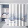 Winter Wonderland Snowy Cedar House Print Bath Drapery With Hooks,Christmas Themed Home Decor For Bathtub And Bathroom