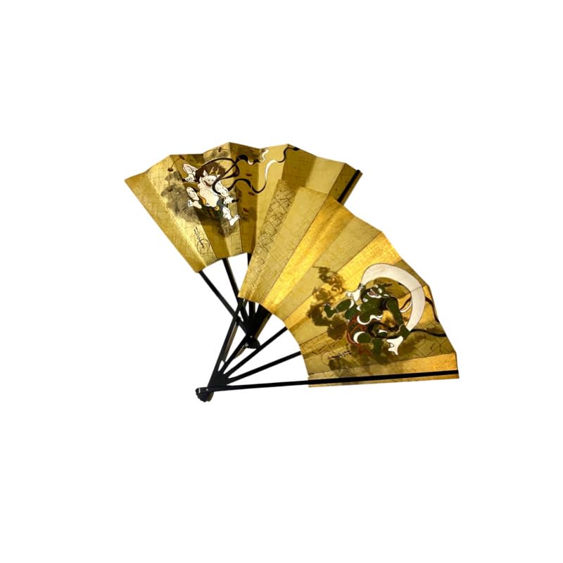 

Kawahori with fan boxed Decorative fan fan, Fujin/Raijin, stand, золотий