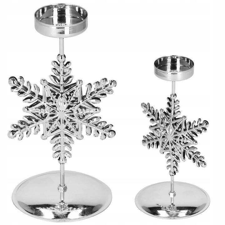 Świecznik Glamour Srebrny Na Tealight Śnieżynka
