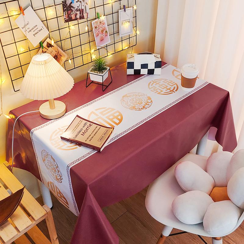 Tablecloth Waterproof And Oil-Proof Leave-In Fabric Desk Rectangular Dining Table Cloth Pvc Coffee Table Table Mat Tablecloth