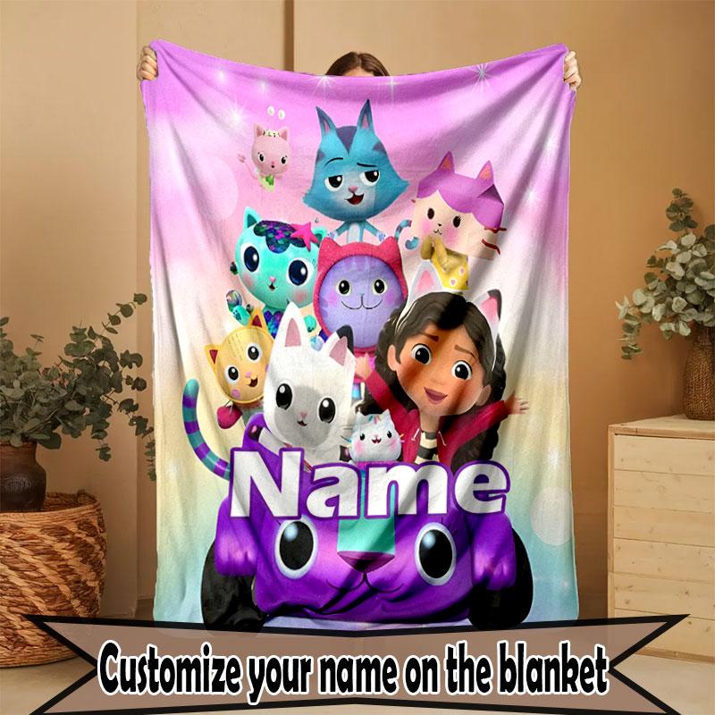 Custom Name Personalized Gabby's Dollhouse Print Blanket, Home Decor, Bedroom, Sofa, Camping, Couch, Gifts for Birthday Christmas