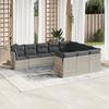10 Piece Garden Sofa Set with Cushions Light Grey Poly Rattan