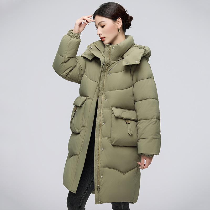 Winter New Fashion Loose Fashion Removable Hat Cotton Clothes Women's Medium and Long Thickened Waist Jacket