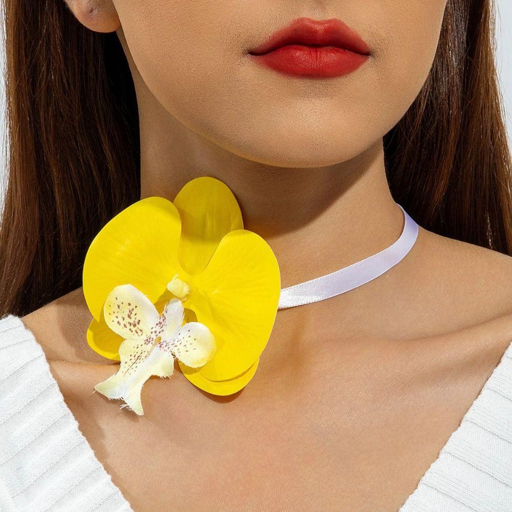 Charm Phalaenopsis Collarbone Chain High-end Flower Choker Exquisite Flower Necklace for Gifts