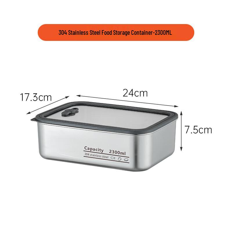 YiPan 304 Stainless Steel Food Storage Container with Glass Lid