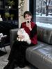 Damen Set Herbst/Winter 2025 Chinesischer Nationalstil: Froschknopf-Weste, Langarm-Oberteil und Rock