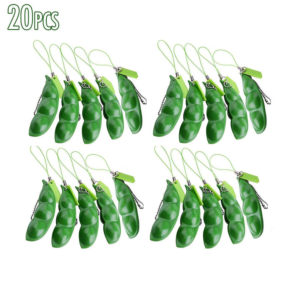 5/10/20Pcs Squeeze Beans Fidget Toy Stress Relief Fidget Toys Funny Squishy Beans Peas Popper Cute Keychain Party Favor