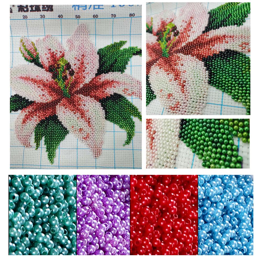 Partial Embroidery Beads Printed 9CT Flower Cross Stitch Kit Home Decor 30*35cm