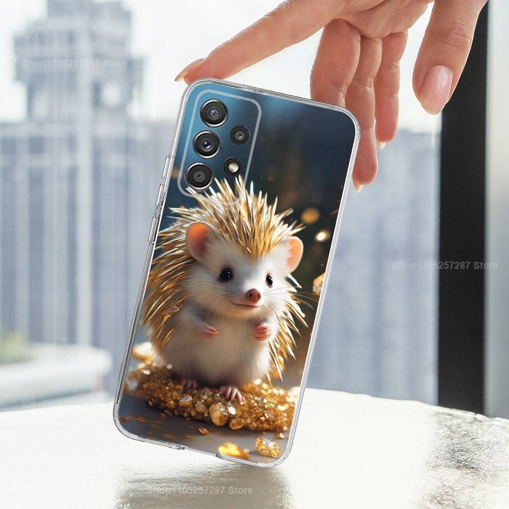 

Animal Hedgehog Cute For Samsung A51,71,30,S10,9,20,Ultra,FE,Lite, S23,21,22,PIus,Transparent, Silicone Phone Case SamsungS10