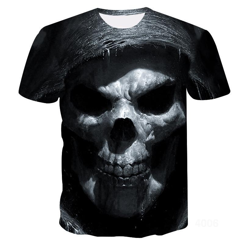 Summer Clothing Skeleton 3D Digital Printing Men's Round Neck Short Sleeved T-shirt