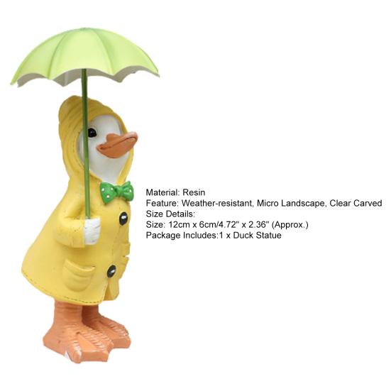 Hand-crafted Duck Statue Artistic Resin Adding Vitality Raincoat Duck Figurine Garden Supplies