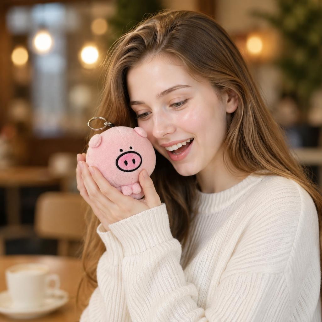 Portachiavi Maialino di Peluche Ciondolo Animale Morbido per Appendere allo Zaino e Piccolo Accessorio Regalo per l'Uso Quotidiano o la Collezione