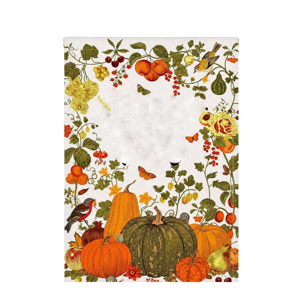 Double-Sided Linen Garden Flag with Fall Thanksgiving Halloween Pumpkin Design for Outdoor Yard Decor