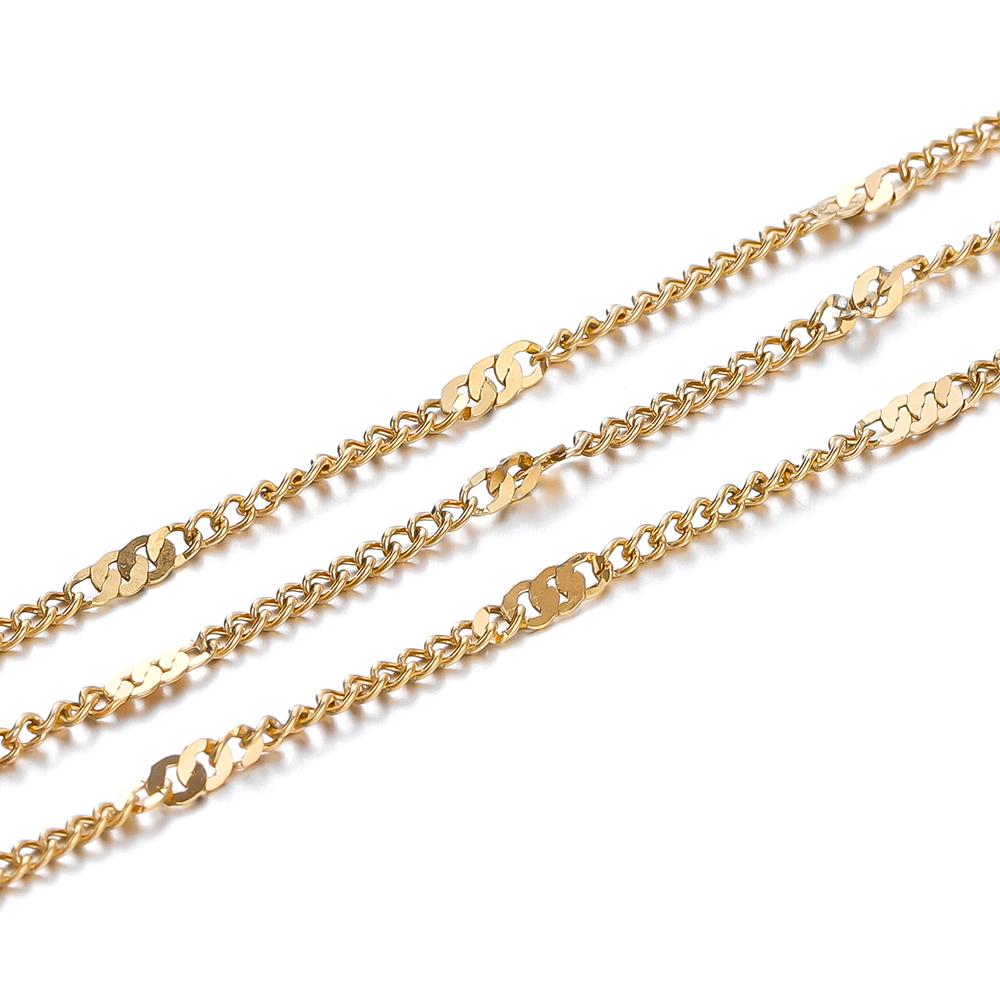 2Meter Stainless Steel Chains Flat Chain for DIY Necklace Bracelet Anklet Jewelry Making Accessories Supplies Wholesale