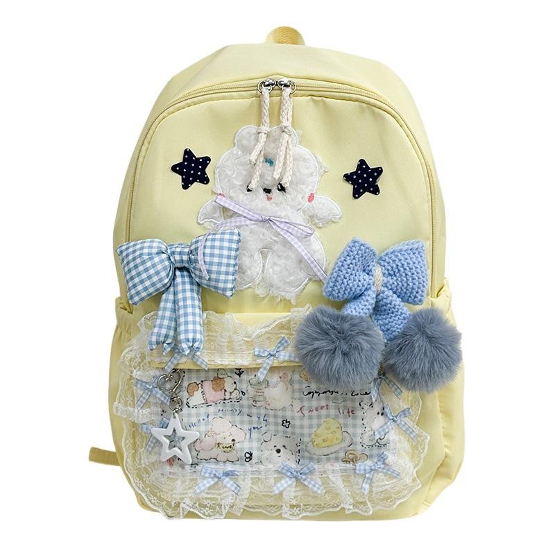 Schoolbag female college style Korean version backpack junior high school cute doll schoolbag outdoor travel backpack schoolbag female junior high