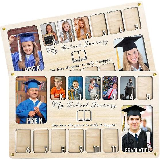 Ethlomoer School Picture Frame Pre-k to 12,School Years Picture Frame Prek-12 for Graduation Gifts&Party Decor,Wooden School Photo Frame
