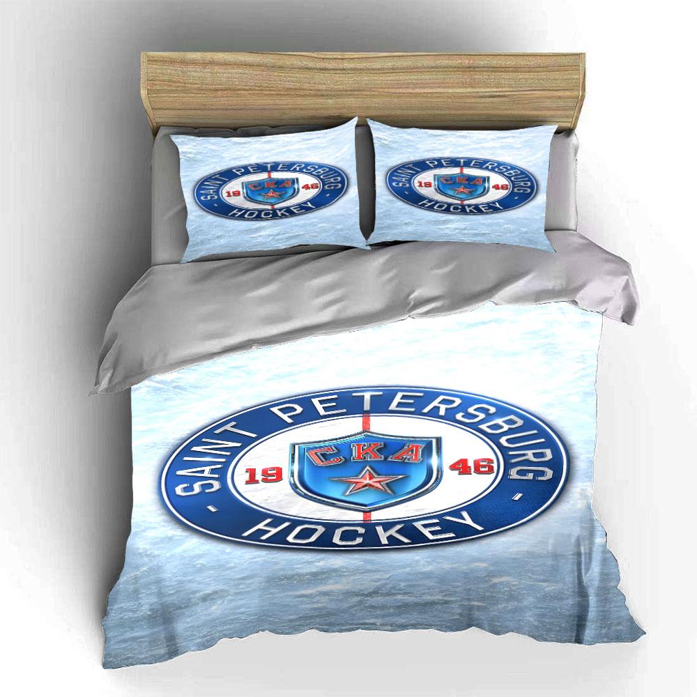Saint Petersburg Hockey Team Emblem Print Bedding Set Duvet Cover Pillowcases (1* Duvet Cover 2* Pillowcases Do Not Include Comforter)