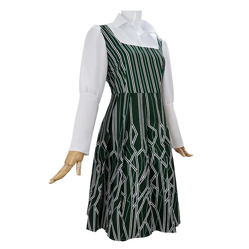 Wicked Cosplay Movie Nessarose Costume White Shirt Green Dress Full Set Medieval Dresses For Women Girls Theme Party Holiday