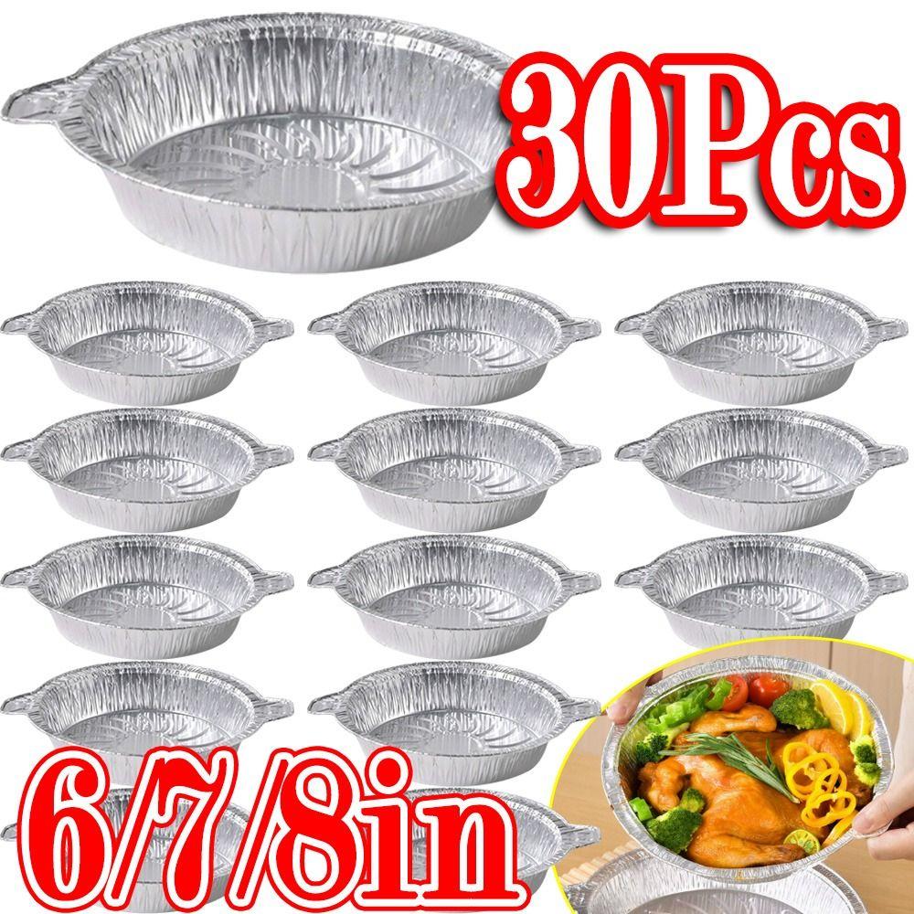 Round Foil Baking Pans with Double Handles Air Fryer Liners Pizza Base Liners Air Fryer Cooking