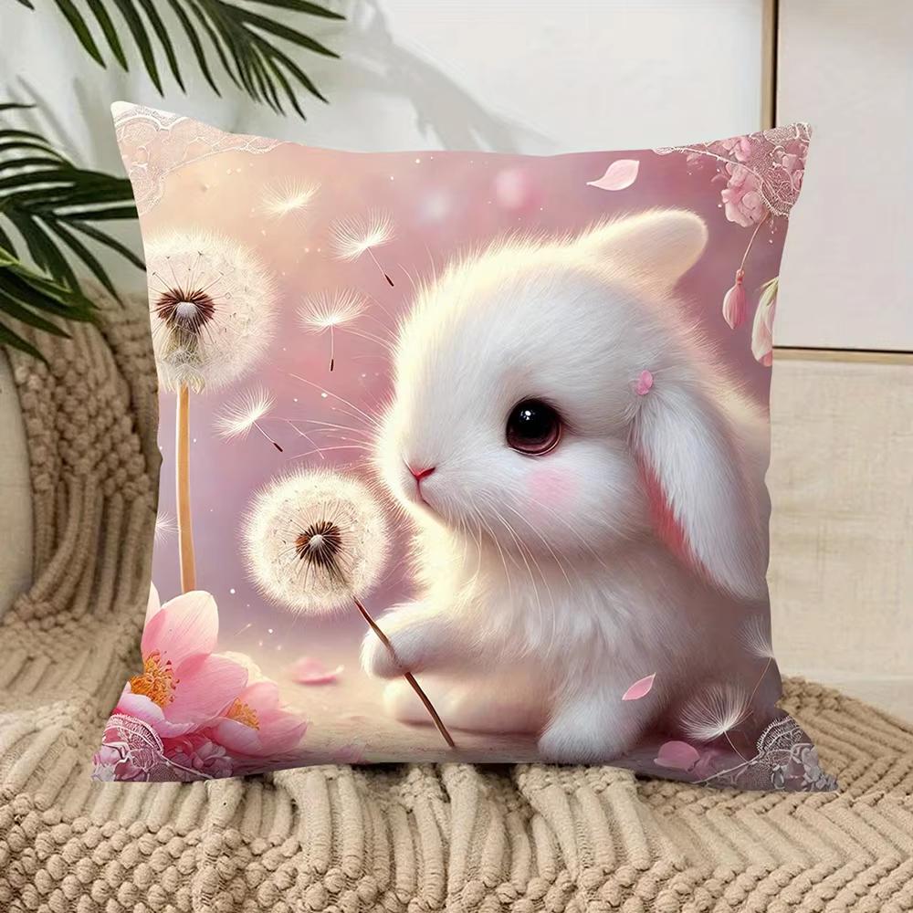 1 Easter Bunny Pillow With Eggs Decorative Cushion Cover For Sofa Home Decor 2D Print