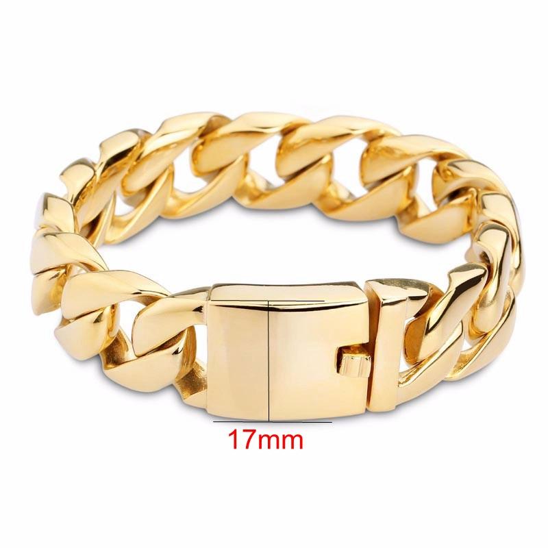 30mm Gold Color Heavy Chunky Link Chain High Polished Stainless Steel Italy Bracelet For Men's Fashion Jewelry Gift