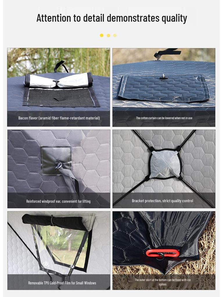 Large Pentagonal Ice Fishing Tent with TPU Window for Winter Camping - Thickened for Warmth and Cold Protection
