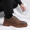 Fashion Men Derby Shoes Lace Up Oxfords Hole British Summer Office Casual Business Dress Shoes Men Leather Fashion Wedding Shoes
