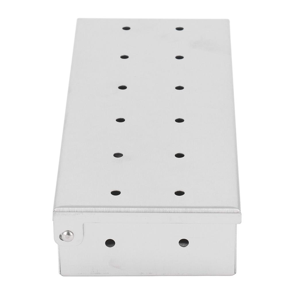 Stainless Steel Smoker Box Wood Chip Smoker Box BBQ Smoke Box with Vented Lid Add Smoked BBQ Flavor Hinged Lid Grill