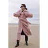 Faux Fur Long Coats Women Jackets Overcoats Lace Up Turn Down Collar Full Sleeve Open Stitch Thick Loose Y2k  Autumn Winter