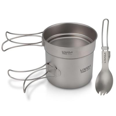Conjunto de panelas de titânio ultraleve Lixada para acampamento ao ar livre com pote de 900ml / 1100ml